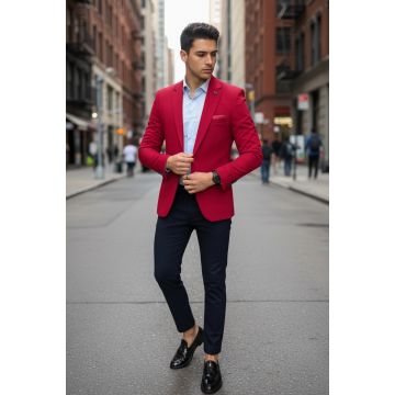 Sacou barbati slim fit grena B8339  89-5