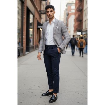 Sacou barbati slim fit in carouri 1162