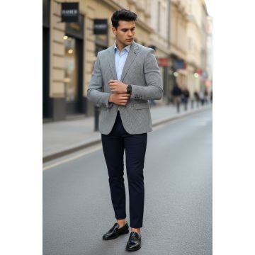 Sacou barbati slim fit in carouri 13318 P19-4.1