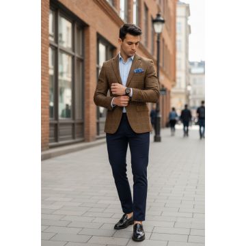 Sacou barbati slim fit in carouri 533 P19-1.1