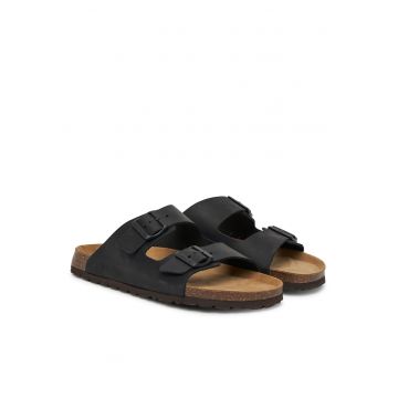 Slapi barbati Grunland - negru - piele naturala -