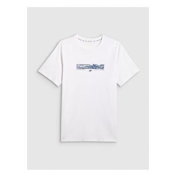 Tricou barbati  alb din bumbac - croiala regulara - imprimeu