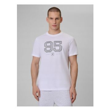 Tricou barbati  alb din bumbac - regular - cu imprimeu