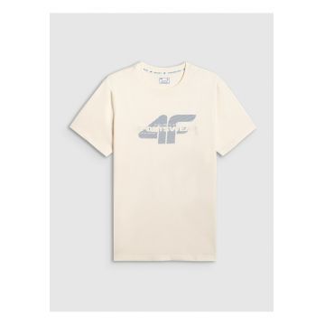 Tricou barbati  bej din bumbac - regular - cu imprimeu