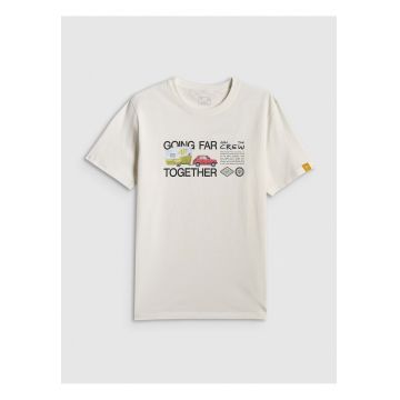 Tricou barbati  bumbac - alb - regular cu imprimeu