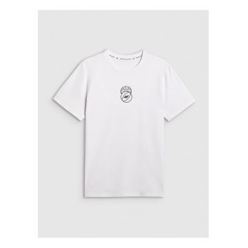 Tricou barbati  bumbac - alb regular cu imprimeu - confortabil