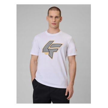 Tricou barbati  bumbac - alb regular cu imprimeu