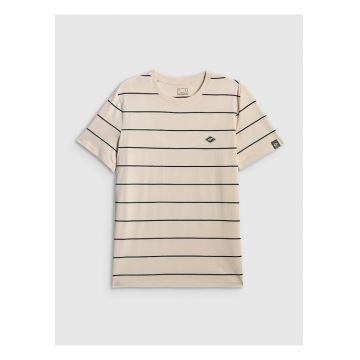 Tricou barbati  bumbac - bej regular cu imprimeu