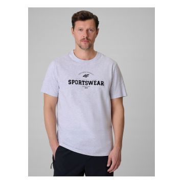 Tricou barbati -  bumbac - gri - regular - cu imprimeu