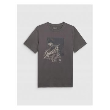 Tricou barbati  bumbac - gri - regular - cu imprimeu