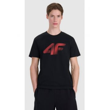 Tricou Barbati Negru Intens  Bumbac 100% - Croiala Regulara - SPORTSTYLE - Imprimeu Logo - Marimi S-XXL