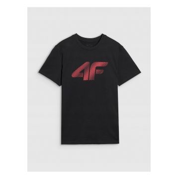 Tricou Barbati Sportstyle  Negru Bumbac 100% Regular Fit - Imprimeu 4F - Marimi S-XXL - Sport & Casual - 180gsm