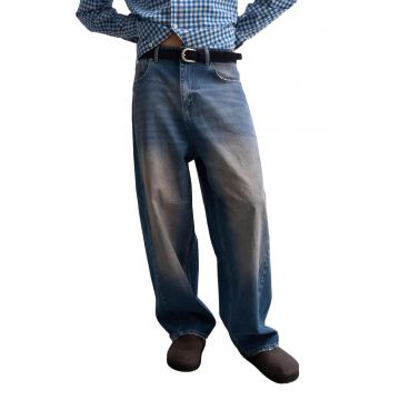 Blugi barbati -  Baggy Fit - talie normala - albastru - bumbac