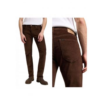 Blugi Barbati -  Daren Zip Fly - Straight Fit - Talie Joasa - Fermoar - 4 Buzunare - Lungi - Bumbac - Maro - Maro deschis