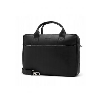 Geanta barbati Brodrene - pentru laptop - Piele ecologica - 29x40x9 cm - Negru