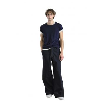 Pantaloni barbati -  Baggy Fit - inchidere cu fermoar - bleumarin - poliester/bumbac