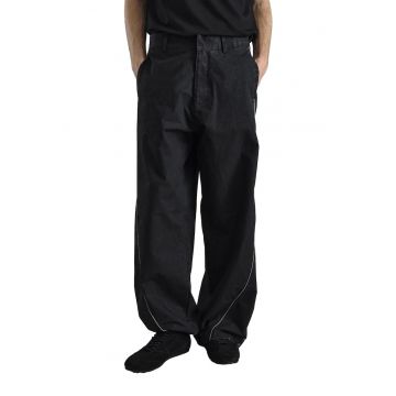 Pantaloni barbati -  Baggy Fit - talie normala - negru - bumbac