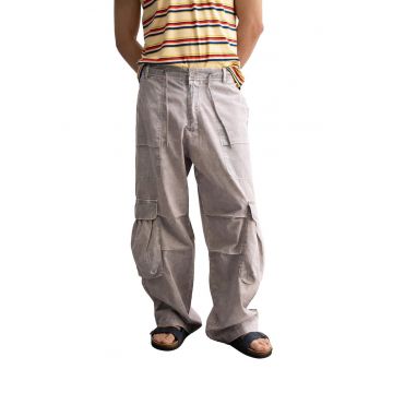 Pantaloni barbati -  cargo - picior larg - gri - poliester