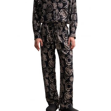 Pantaloni barbati -  Picior Larg - Negru/Bej - Poliester