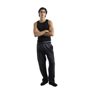 Pantaloni barbati -  Regular Fit - cu talie medie - negru - poliester