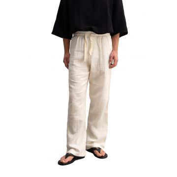 Pantaloni barbati -  Relaxed Fit - bumbac texturat - alb
