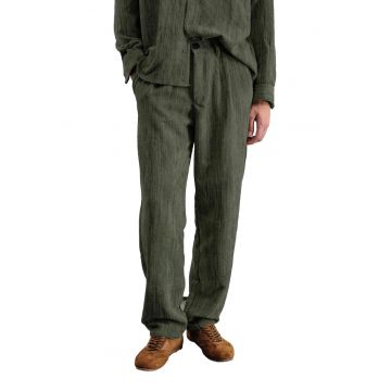 Pantaloni barbati -  Relaxed Fit - texturati - kaki - poliester
