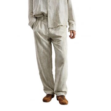 Pantaloni barbati -  texturati - bej - Bej Natural