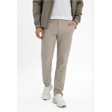 Pantaloni chino din bumbac barbati - cu model fin - Regular Fit -  R-Monter - bej - Bej