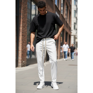 Pantaloni de trening albi conici 2654