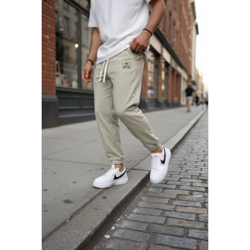 Pantaloni de trening crem conici GG107