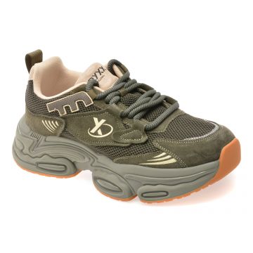 Pantofi sport GRYXX verzi, 9786, din material textil si piele naturala