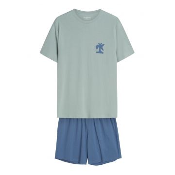 Pijama barbati - Grafic - Verde deschis - Albastru - Break - Verde