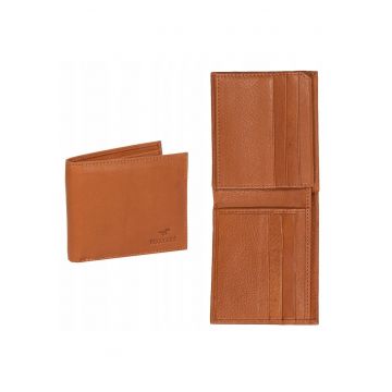 Portofel Barbati -  Livorno Wallet - 100% Piele Naturala - Cu Logo - Compartimente Pentru Carduri - Buzunar Pentru Monede - Design Elegant - One Size - Maro