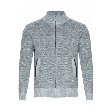 Pulover barbati -  S8626 - gri deschis - material moale - captusit cu blana