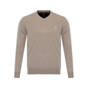 Pulover barbati -  V 501 - regular fit - bej - 70% lana - 30% acril