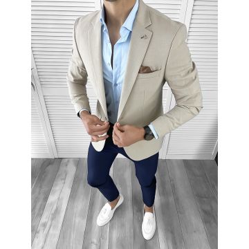 Sacou barbati slim fit bej CU MICI DEFECTE DEF876 P19-4.3