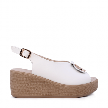 Sandale cu platformă femei Benvenuti albe din piele 1991DS0260A