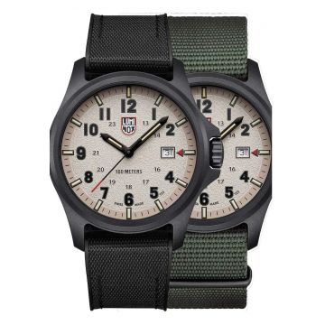 Set ceas barbati cu 2 curele  negru/verde