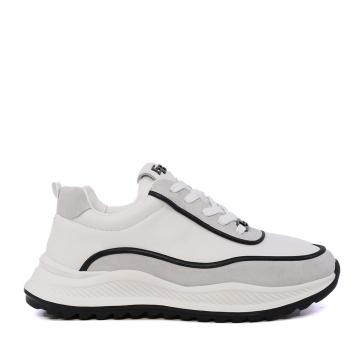 Sneaker ușori bărbați Enzo Bertini albi din piele și piele întoarsă 3661BP851A
