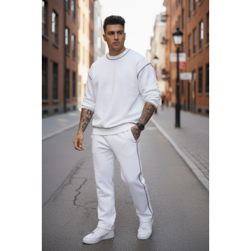 Trening barbati slim fit alb Pantaloni + Hanorac K008 28