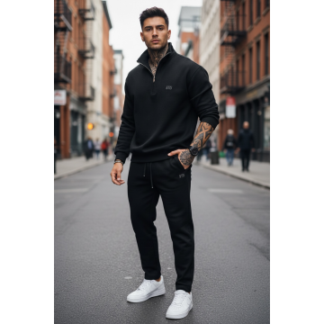 Trening barbati slim fit negru Pantaloni + Hanorac 2616