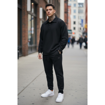 Trening barbati slim fit negru Pantaloni + Hanorac 2618