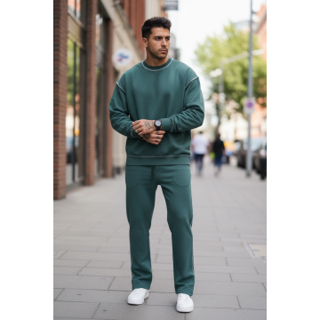 Trening barbati slim fit verde Pantaloni + Hanorac K008