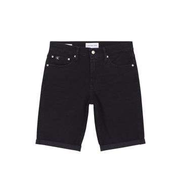 Bermude din denim cu terminatie rasucita - Negru