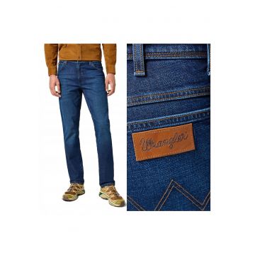 Blugi Barbati -  Texas Slim - Slim Fit - Talie Inalta - Fermoar - Lungi - 5 Buzunare - Bumbac - Albastru - Maro nisip