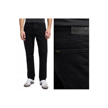 Blugi Barbati -  West - Straight Fit - Talie Medie - Fermoar - Lungi - 5 Buzunare - Bumbac - Negru - Maro inchis