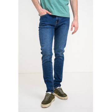 Blugi skinny cu talie medie - Bleumarin