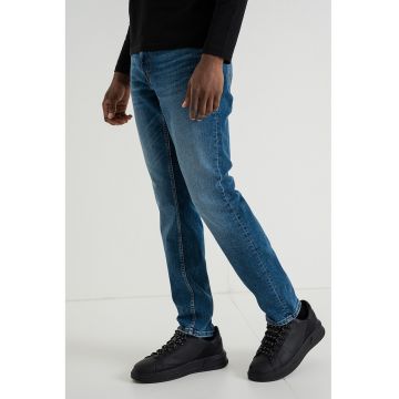 Blugi slim-fit cu aspect usor decolorat Oregon - Albastru inchis melange
