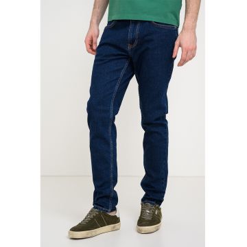 Blugi slim-fit cu model uni - Bleumarin