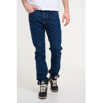 Blugi slim-fit cu talie medie - Bleumarin